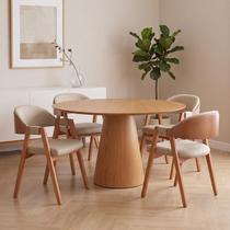 Conjunto Mesa de Jantar Cone Redonda 120cm com 4 Cadeiras Estofadas Gaia Yescasa Conjunto Mesa de Jantar Cone Redonda 120cm com 4 Cadeiras Estofadas Gaia Yescasa
