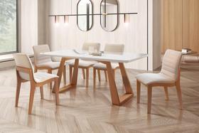 Conjunto Mesa de Jantar Dallas 200x100 com 6 Cadeira Sofia Veludo S/Vidro Valverde Conjunto Mesa de Jantar Dallas 200x100 com 6 Cadeira Sofia Veludo S/Vidro Valverde