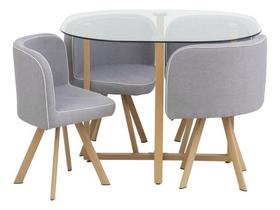 Conjunto Mesa De Jantar E 4 Cadeiras Cinza Modena