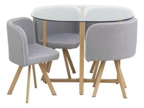 Conjunto Mesa De Jantar E 4 Cadeiras Cinza Modena