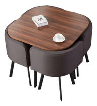 Conjunto Mesa De Jantar E 4 Cadeiras Cinza Ravena