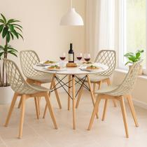 Conjunto Mesa de Jantar Eames 90Cm Redondo Com 4 Cadeiras Kayla Wood Conjunto Mesa de Jantar Eames 90Cm Redondo Com 4 Cadeiras Kayla Wood
