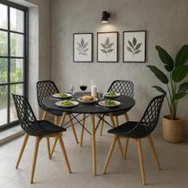 Conjunto Mesa de Jantar Eames 90Cm Redondo Com 4 Cadeiras Kayla Wood Conjunto Mesa de Jantar Eames 90Cm Redondo Com 4 Cadeiras Kayla Wood