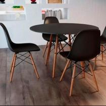 Conjunto Mesa de Jantar Eiffel 80cm Branca + 4 Cadeiras Charles Eames