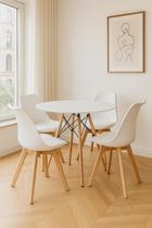Conjunto Mesa De Jantar Eiffel 90cm Mdf Branca Com 04 Cadeiras Leda Elegance