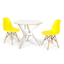 Conjunto Mesa de Jantar Encaixe Itália 100cm com 2 Cadeiras Eames Eiffel - Amarelo