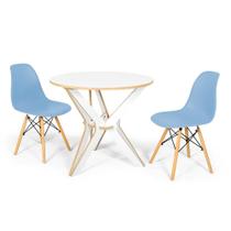 Conjunto Mesa de Jantar Encaixe Itália 100cm com 2 Cadeiras Eames Eiffel - Azul Claro
