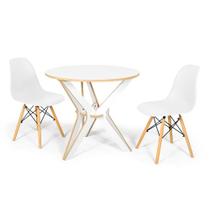 Conjunto Mesa de Jantar Encaixe Itália 100cm com 2 Cadeiras Eames Eiffel - Branco