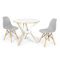 Conjunto Mesa de Jantar Encaixe Itália 100cm com 2 Cadeiras Eames Eiffel - Cinza