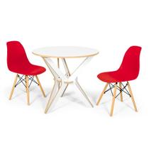 Conjunto Mesa de Jantar Encaixe Itália 100cm com 2 Cadeiras Eames Eiffel - Vermelho