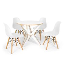 Conjunto Mesa de Jantar Encaixe Itália 100cm com 4 Cadeiras Eames Eiffel - Branco