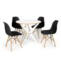 Conjunto Mesa de Jantar Encaixe Itália 100cm com 4 Cadeiras Eames Eiffel - Preto
