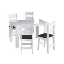 Conjunto Mesa de Jantar Fixa 4 Cadeiras Com Assento Estofado Móveis Canção - Moveis Canção