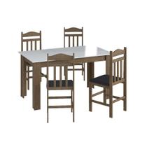 Conjunto Mesa de Jantar Fixa 4 Cadeiras Com Assento Estofado Móveis Canção