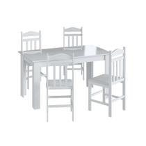 Conjunto Mesa de Jantar Fixa 4 Cadeiras Com Assento Estofado Móveis Canção