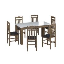 Conjunto Mesa de Jantar Fixa com 4 Cadeiras Assento Estofado Móveis Canção - Moveis Canção