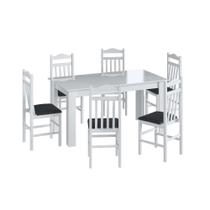 Conjunto Mesa de Jantar Fixa com 4 Cadeiras Assento Estofado Móveis Canção - Moveis Canção