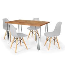 Conjunto Mesa De Jantar Hairpin 130x80 Natural Com 4 Cadeiras Eames Eiffel - Cinza Conjunto Mesa De Jantar Hairpin 130x80 Natural Com 4 Cadeiras Eames Eiffel - Cinza