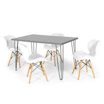 Conjunto Mesa de Jantar Hairpin 130x80 Volpi com 4 Cadeiras Eiffel Slim - Branco Conjunto Mesa de Jantar Hairpin 130x80 Volpi com 4 Cadeiras Eiffel Slim - Branco