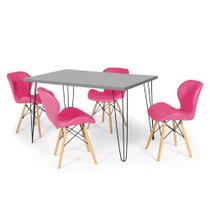 Conjunto Mesa de Jantar Hairpin 130x80 Volpi com 4 Cadeiras Eiffel Slim - Rosa Conjunto Mesa de Jantar Hairpin 130x80 Volpi com 4 Cadeiras Eiffel Slim - Rosa
