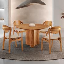 Conjunto Mesa de Jantar Helena Tampo Organico Laminado 4 Cadeiras Celeste Gold Marrom/Bege/Imbuia Conjunto Mesa de Jantar Helena Tampo Organico Laminado 4 Cadeiras Celeste Gold Marrom/Bege/Imbuia