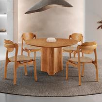 Conjunto Mesa de Jantar Helena Tampo Organico Laminado 4 Cadeiras Celeste Gold Marrom/Palha/Imbuia Conjunto Mesa de Jantar Helena Tampo Organico Laminado 4 Cadeiras Celeste Gold Marrom/Palha/Imbuia