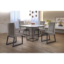 Conjunto Mesa de Jantar Hera 4 Cadeiras Estofadas Pés Metálicos Apolo Mais Decor