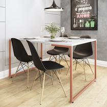 Conjunto Mesa de Jantar Industrial com 4 Cadeiras Base Madeira Eames Espresso Móveis