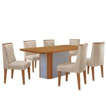 Conjunto Mesa De Jantar Isadora Tampo Mdf 6 Cadeiras Isadora Moderna Veludo Creme Naturale Conjunto Mesa De Jantar Isadora Tampo Mdf 6 Cadeiras Isadora Moderna Veludo Creme Naturale