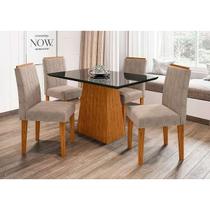 Conjunto Mesa de Jantar Jasmin 1,20m com 4 Cadeiras Ana Cor Ypê/Preto/WD25 - New Ceval