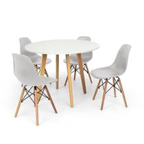 Conjunto Mesa de Jantar Laura 100cm Branca com 4 Cadeiras Charles Eames - Cinza