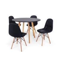 Conjunto Mesa de Jantar Laura 100cm Preta com 4 Cadeiras Charles Eames Botonê - Preta