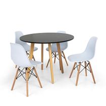 Conjunto Mesa de Jantar Laura 100cm Preta com 4 Cadeiras Charles Eames - Branca
