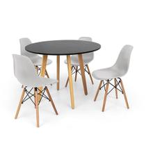 Conjunto Mesa de Jantar Laura 100cm Preta com 4 Cadeiras Charles Eames - Cinza