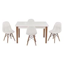 Conjunto Mesa de Jantar Luiza 135cm Branca com 4 Cadeiras Botonê - Branco