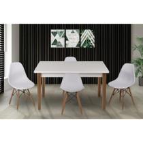 Conjunto Mesa de Jantar Luiza 135cm Branca com 4 Cadeiras Eames Eiffel - Branco