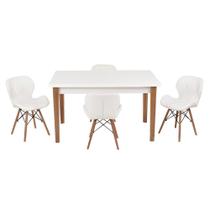 Conjunto Mesa de Jantar Luiza 135cm Branca com 4 Cadeiras Slim - Branco