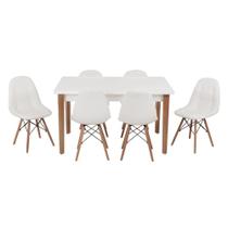 Conjunto Mesa de Jantar Luiza 135cm Branca com 6 Cadeiras Botonê - Branco