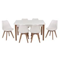 Conjunto Mesa de Jantar Luiza 135cm Branca com 6 Cadeiras Leda - Branco