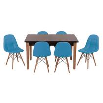 Conjunto Mesa de Jantar Luiza 135cm Preta com 6 Cadeiras Botonê - Turquesa