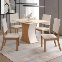 Conjunto Mesa de Jantar Luiza 4 Lugares com 4 Cadeiras Milla Nature / Off White Conjunto Mesa de Jantar Luiza 4 Lugares com 4 Cadeiras Milla Nature / Off White