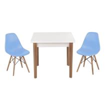 Conjunto Mesa de Jantar Luiza 80cm Branca com 2 Cadeiras Eames Eiffel - Azul Claro