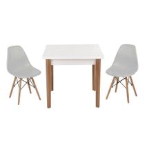 Conjunto Mesa de Jantar Luiza 80cm Branca com 2 Cadeiras Eames Eiffel - Cinza