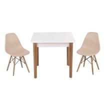 Conjunto Mesa de Jantar Luiza 80cm Branca com 2 Cadeiras Eames Eiffel - Nude