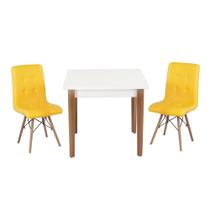Conjunto Mesa de Jantar Luiza 80cm Branca com 2 Cadeiras Gomos - Amarelo