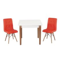 Conjunto Mesa de Jantar Luiza 80cm Branca com 2 Cadeiras Gomos - Vermelho