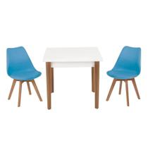 Conjunto Mesa de Jantar Luiza 80cm Branca com 2 Cadeiras Leda - Turquesa