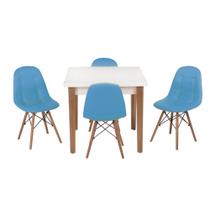 Conjunto Mesa de Jantar Luiza 80cm Branca com 4 Cadeiras Botonê - Turquesa