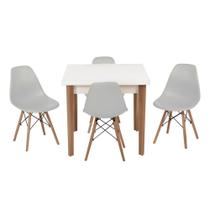 Conjunto Mesa de Jantar Luiza 80cm Branca com 4 Cadeiras Eames Eiffel - Cinza