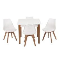 Conjunto Mesa de Jantar Luiza 80cm Branca com 4 Cadeiras Leda - Branco